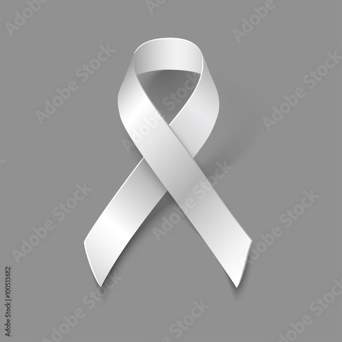 Awareness White Ribbon Symbol Violence Against Women on grey background, vector design element.