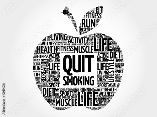 Quit Smoking apple word cloud, health concept