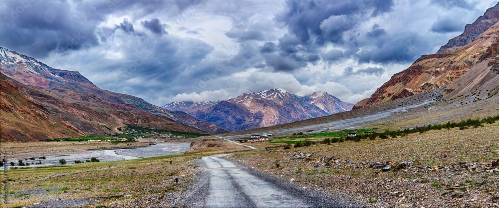 Panorama of road in Himalayas