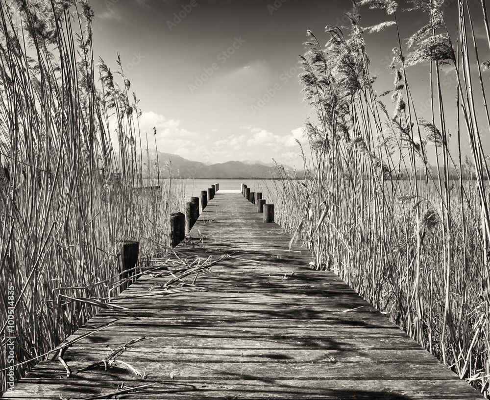 Fototapeta old wooden jetty