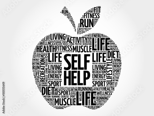 Self Help apple word cloud, health concept
