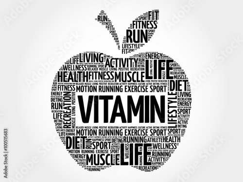 VITAMIN apple word cloud, health concept