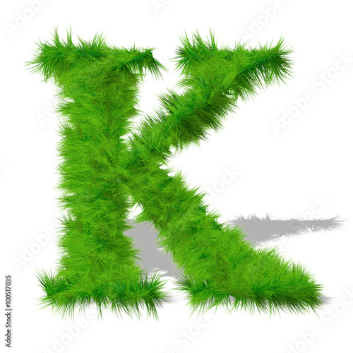 Conceptual green grass 3D font isoalted