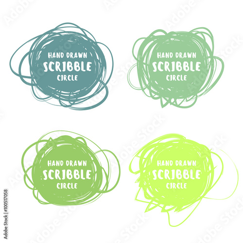 Vector set of 4 hand drawn colorful scribble logo