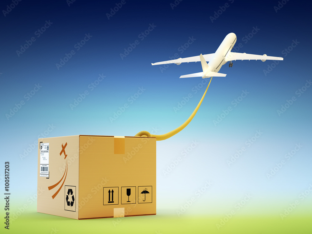 Global packages delivery and international parcels transportation