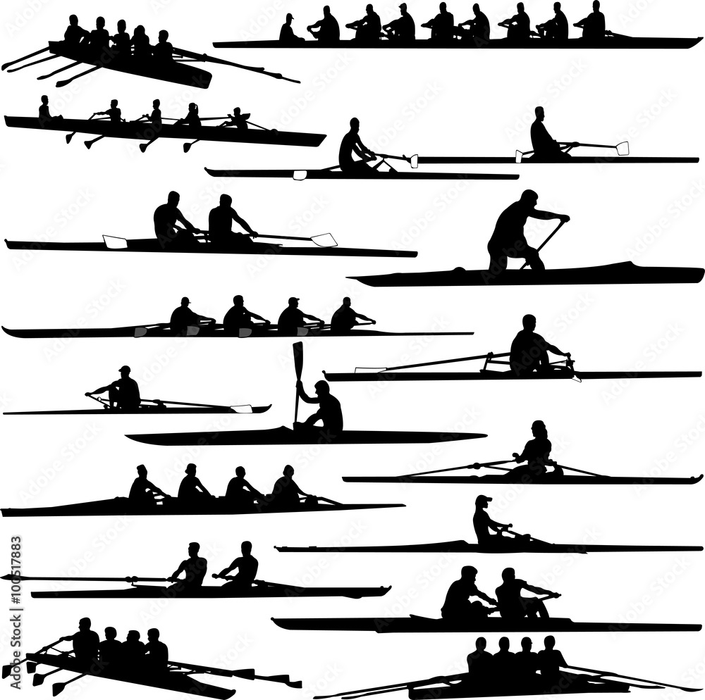 Naklejka premium rowing collection silhouettes - vector