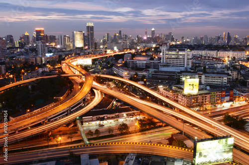 Bangkok, Thailand - Jan 16, 2016 : Bangkok skyline with city bef