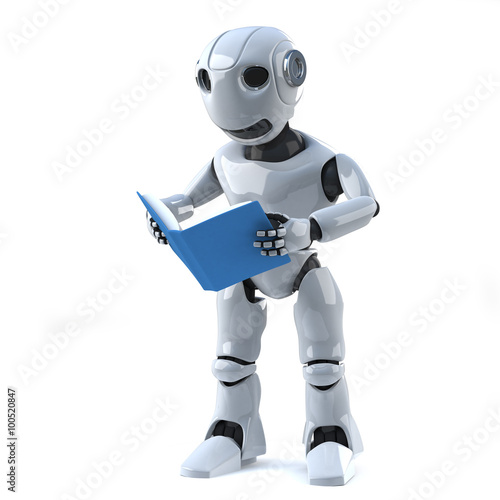 3d Robot reading a book