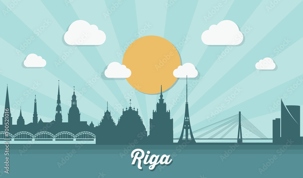 Riga skyline - flat design