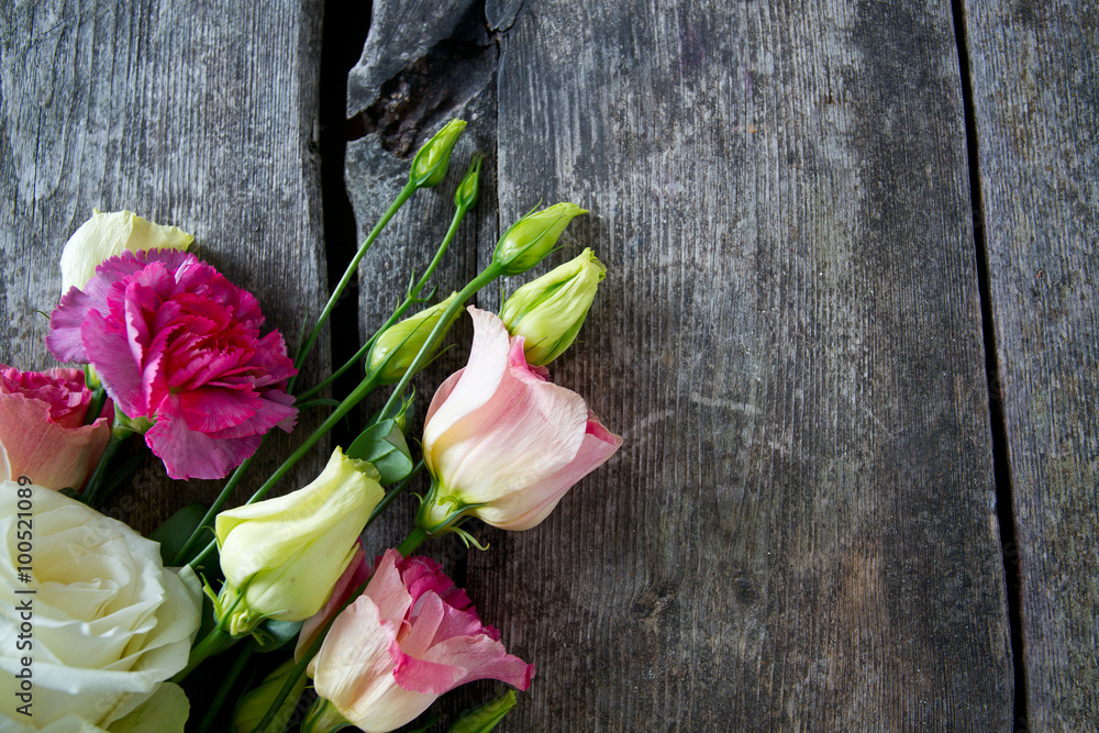 bouquet of beautiful flowers on wooden surface bouquet of beautiful flowers on wooden surface