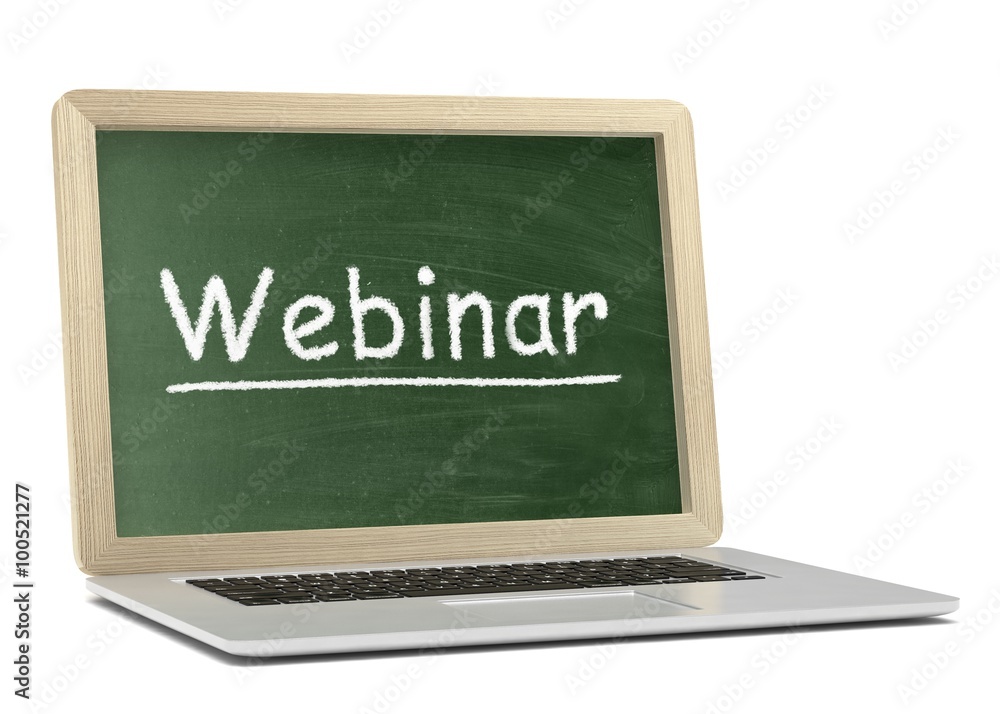 Laptop with chalkboard, webinar, online education concept Laptop with chalkboard, webinar, online education concept