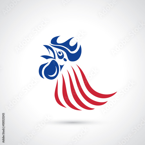 Rooster blue and red