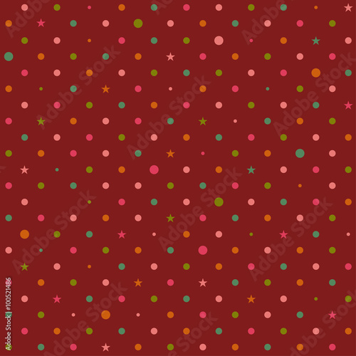 Rainbow Polka dot Red Backg...