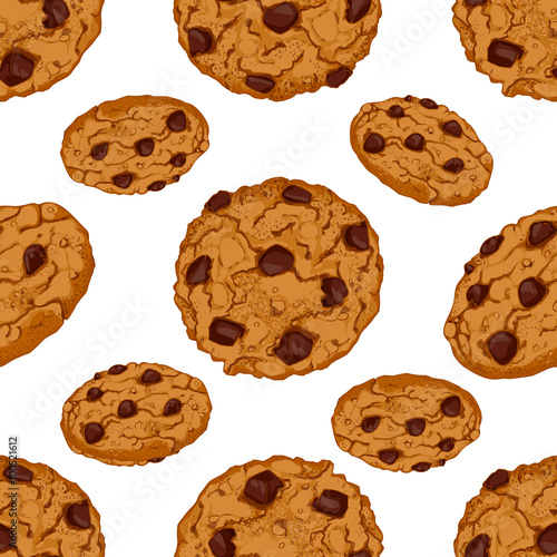 Seamless pattern with chocolate chip cookies