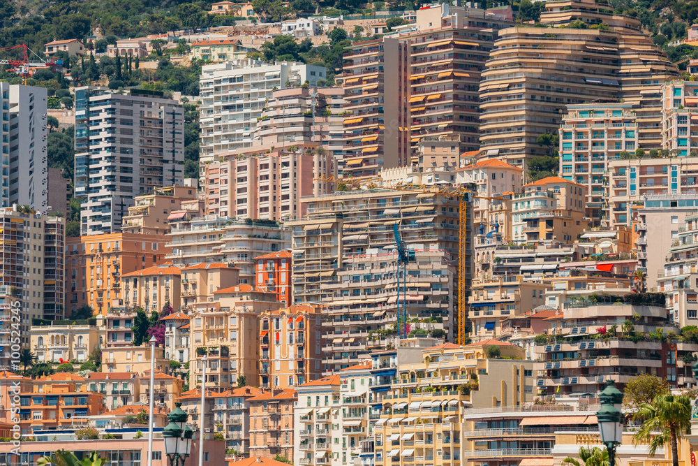 Monaco, Monte Carlo architecture background. Many houses, buildi