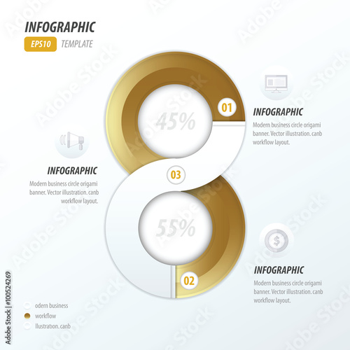 eight circle infographic Golden color