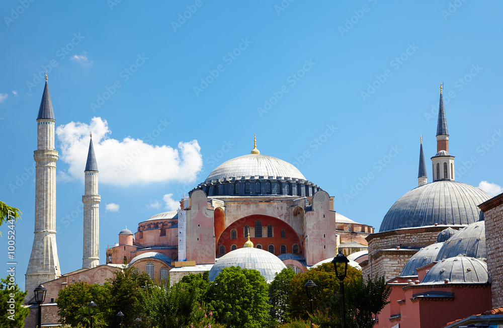 The view of Hagia Sophia from Sultan Ahmet Park, Istanbul