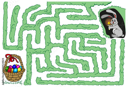maze bunny and Easter eggs