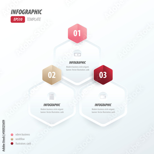 Hexagon infographic  pink, red, Brown