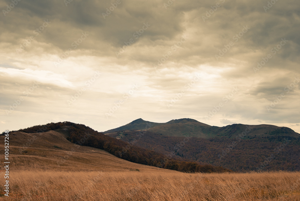 Landscape in the Bieszczady mountains in Poland