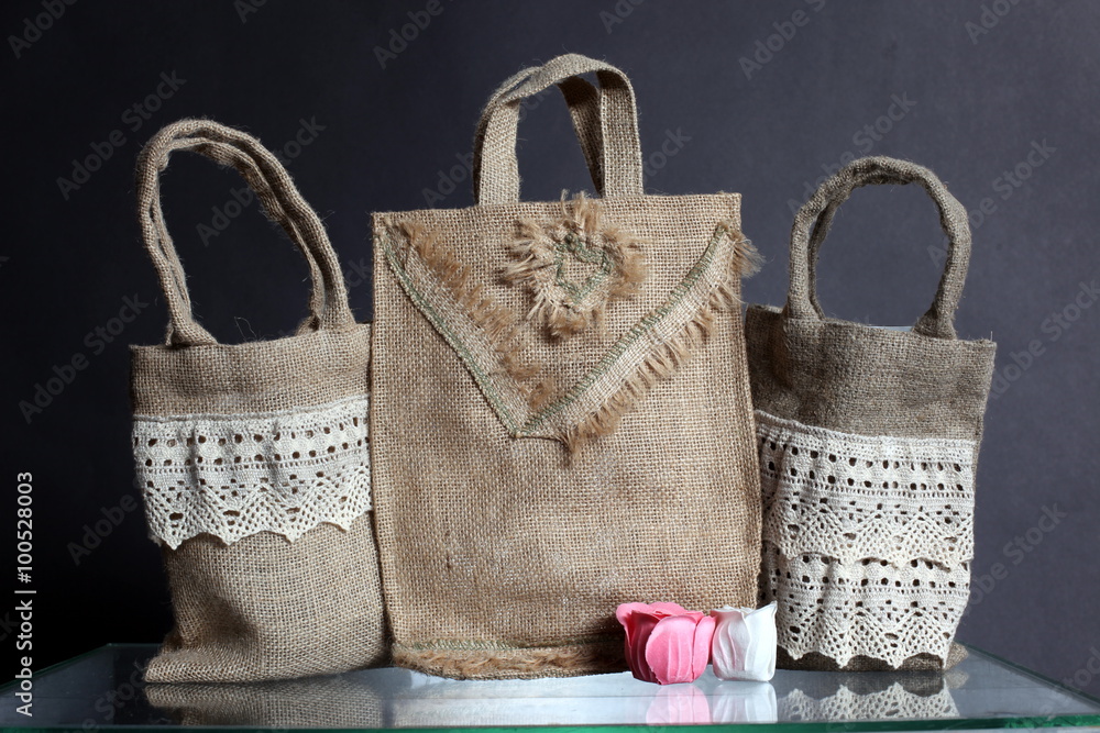 bag made out of natural eco recycled Hessian sack