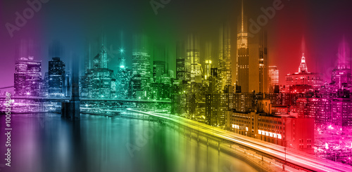 Photography Fantastic Colorful New York City night scene