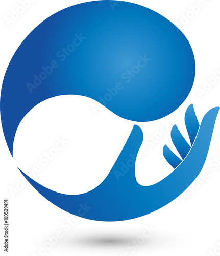 Hand und Wassertropfen Logo, Wasser, Hand