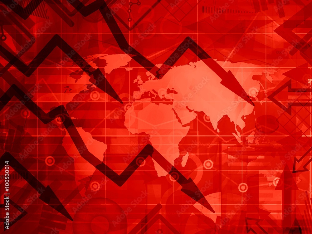 Fotografie the global crisis - red background concept