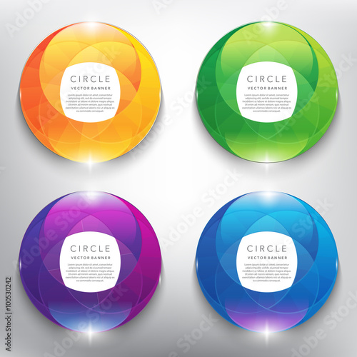 Abstract vector banner set. Glass marble with swirl design. Colorful and glossy on the white panel. Vector illustration. Eps10.