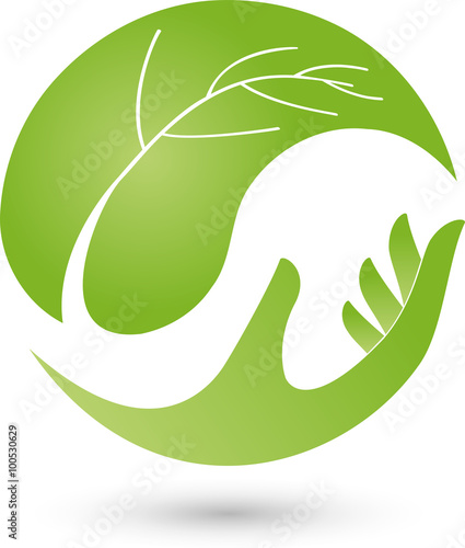 Hand und Blatt, Pflanze, Heilpraktiker, Logo
