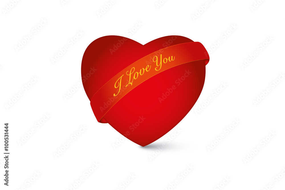 red love heart with repon red love heart with repon