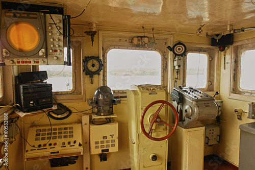 Equipment   in the cockpit of an old ship. photo