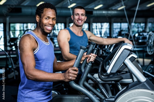 Two men working out together
