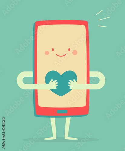 Happy Smartphone Holding a Heart