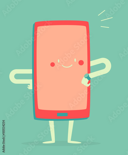 Happy Smartphone Checking the Time