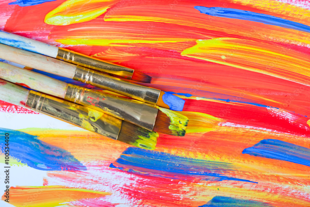 Fototapeta premium Brushes, paints, pencils for drawing