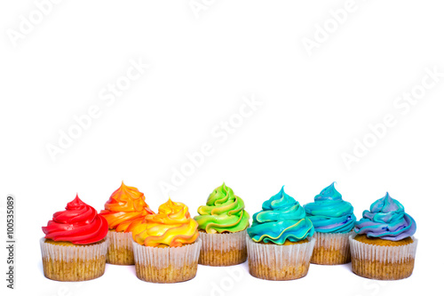 Multicolored rainbow cupcakes