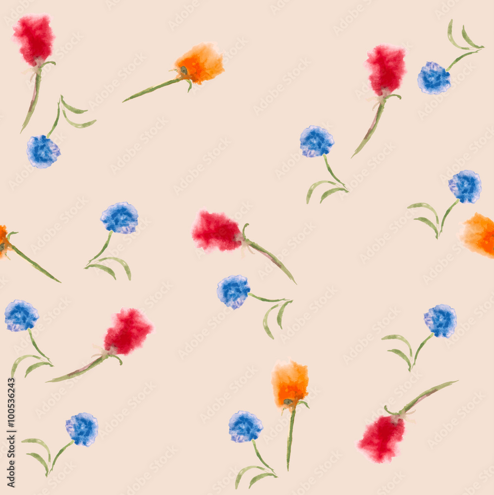 Watercolor flowers seamless pattern