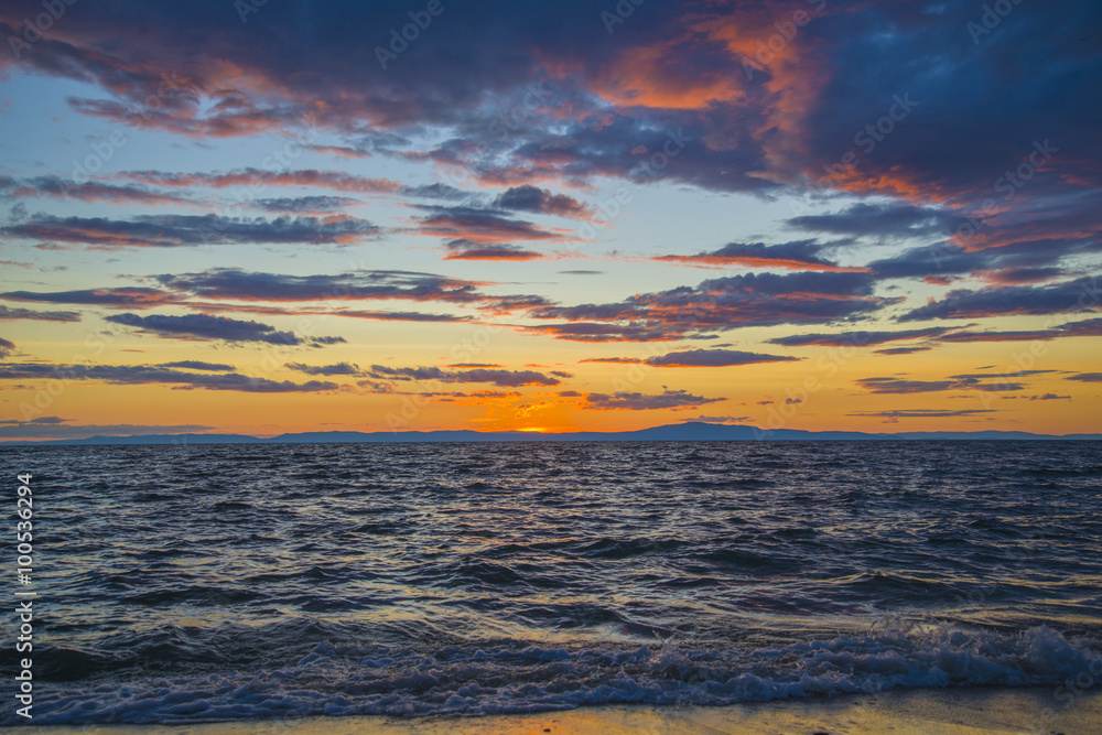 Sunset on lake Baikal 