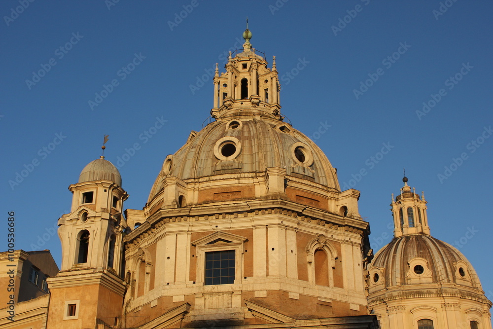 Roof close up of the Santa Maria di Loreto church in Trajan Forum in Rome, Italy