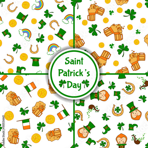 Set of four Saint Patrick's Day seamless patterns