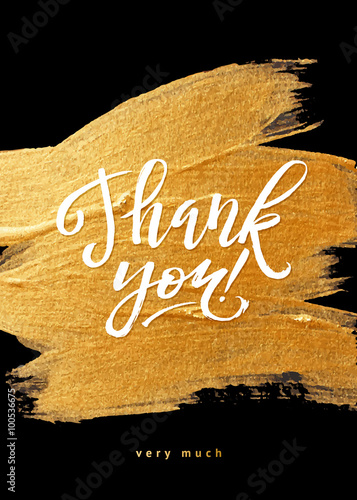 Shine Gold Foil Thank You Card. Calligraphy