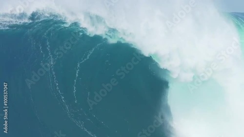 Giant Ocean Waves Breaking in Hawaii. Slow Motion HD. North Shore Surfing