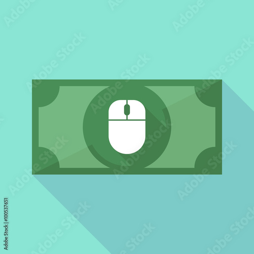 Long shadow banknote icon with a wireless mouse photo
