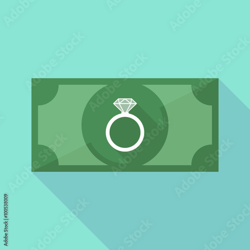Long shadow banknote icon with an engagement ring