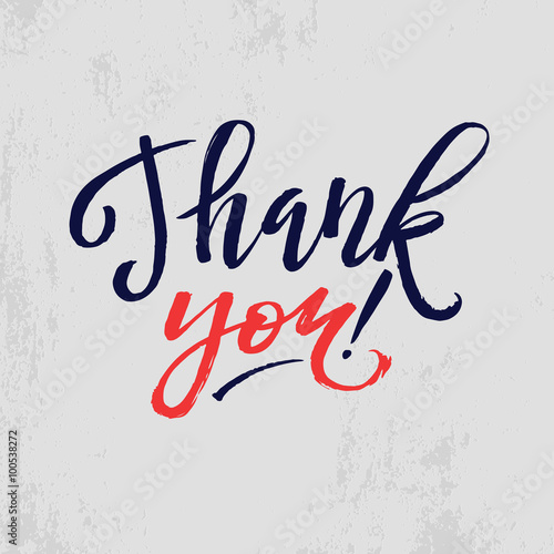 Thank You Card Calligraphic Inscription. Ink Lettering on Textured Background
