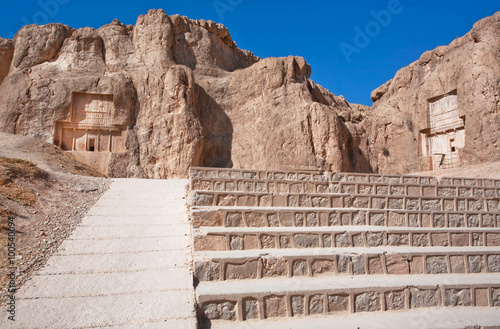 Obraz na płótnie Stairs to historical monuments of Naqsh-e Rustam, ancient necropolis near Persepolis, Iran