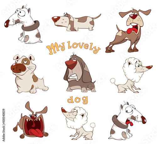 Set of cute dogs for you design. Cartoon 