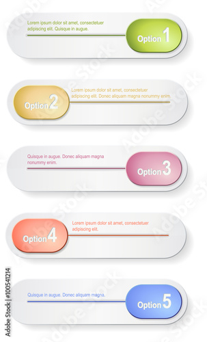 Vector infographic options numbered and colored elements