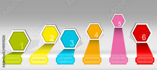 Vector infographic timeline numbered hexagon options elements